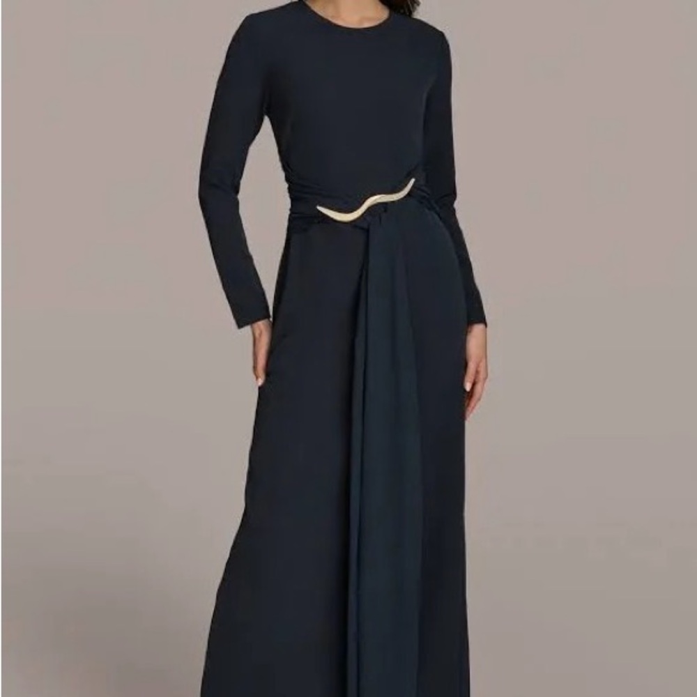 Donna Karan Blue Long Sleeve Gown